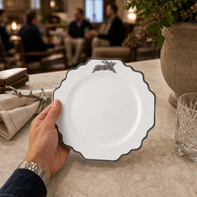Running Elk Bone China Scallop Salad Plate Platinum Rim