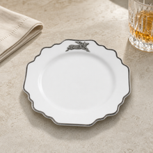 Running Elk Bone China Scallop Salad Plate Platinum Rim