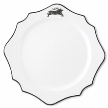 Running Elk Bone China Scallop Charger Platinum Rim