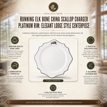 Running Elk Bone China Scallop Charger Platinum Rim