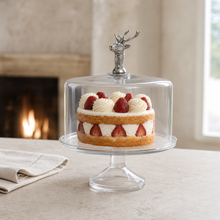 Elk Head Knob Glass Covered Cake / Dessert Stand