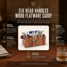 Elk Head Handles Wood Flatware Caddy