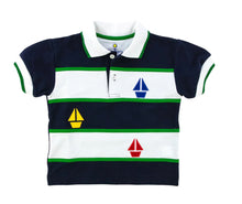 Polo with Sailboat and Navy Seersucker Shorts