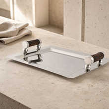 Stainless Serving Tray Composite Antler Handles