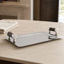 Stainless Serving Tray Composite Antler Handles