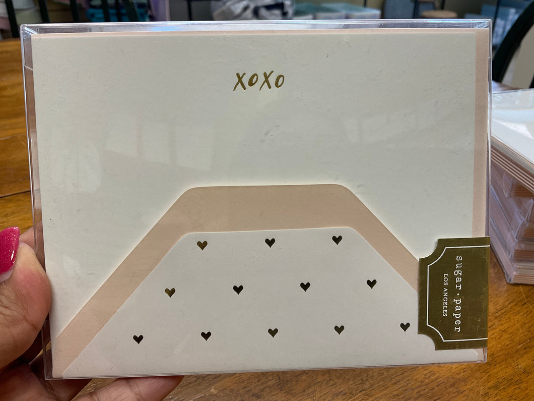 XOXO Gold w/ Heart Note Set-NOTE73-BX : BOX SET