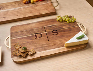 Acacia Modern Rectangle with Rounded Corners | Personalize | 18" x 12" with gold handles