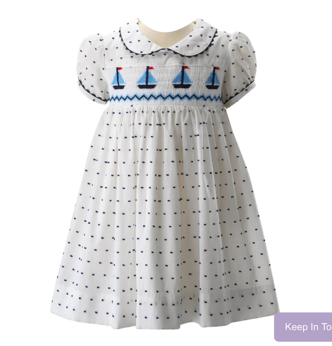 Sailboat Smocked Dress & Bloomers
