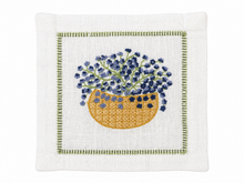 Set of 4 Flower Basket Embroidered Cocktail Napkin