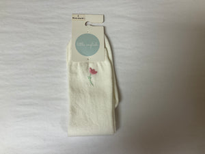 Pink Tulip Knee High Socks Whit-S3Sk03 : Small