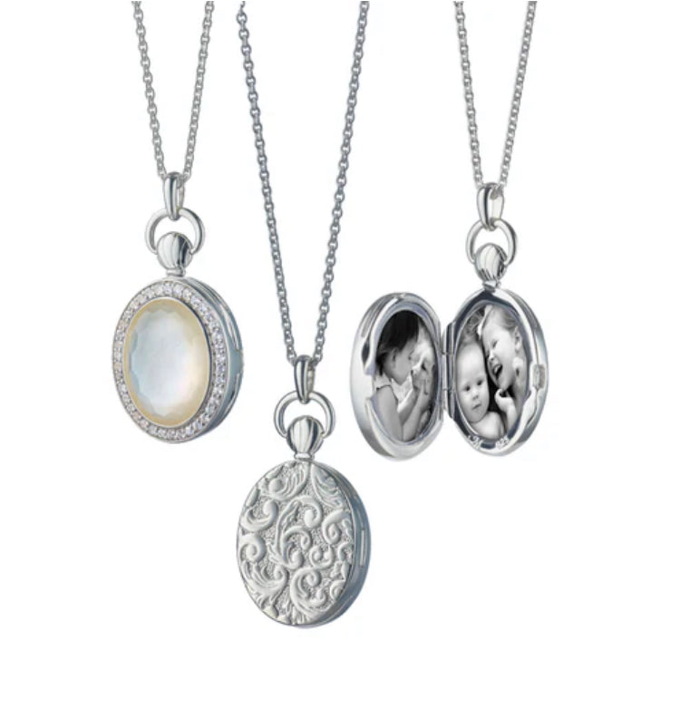 MOTHER OF PEARL PETITE STONE LOCKET NECKLACE