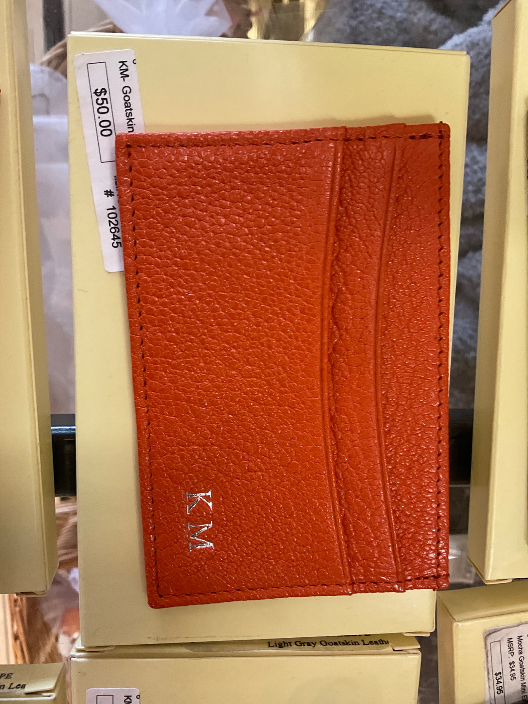 KM- Goatskin Card Case-BCC GTI : Orange