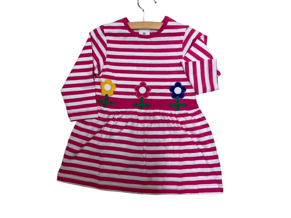 Striped Knit Dress with Flowers