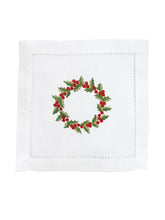 Cocktail Napkins, Christmas Berry Wreath, Set of 4