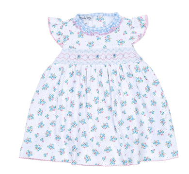 Anna's Classics Smocked Print Flutters Toddler Dress