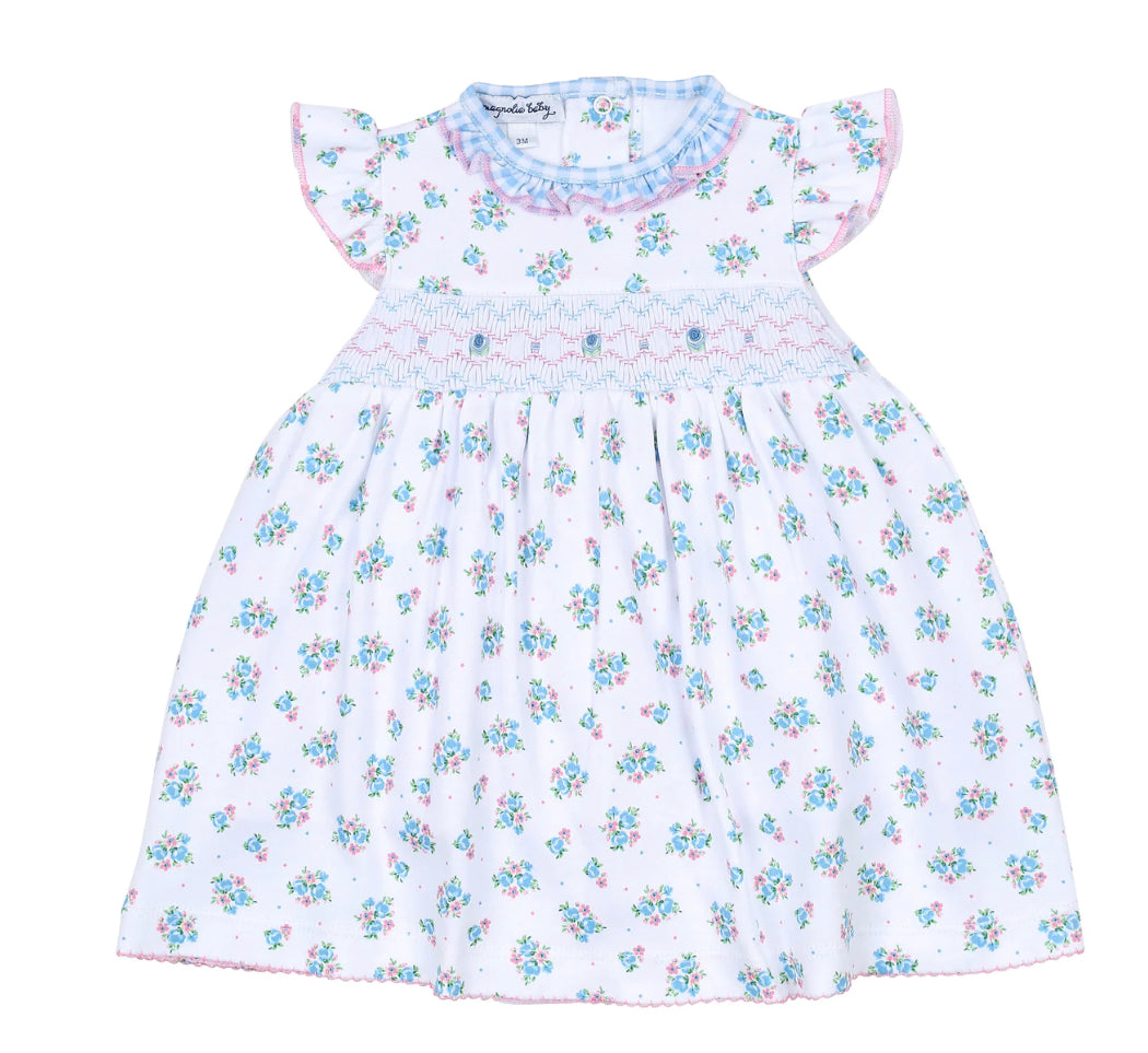 Anna's Classics Smocked Print Flutters Toddler Dress