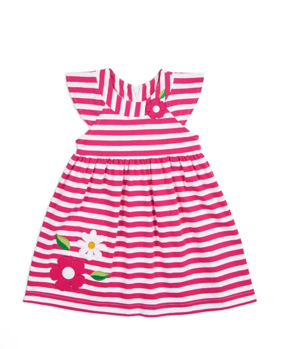 Stripe Knit Dress With Flowers