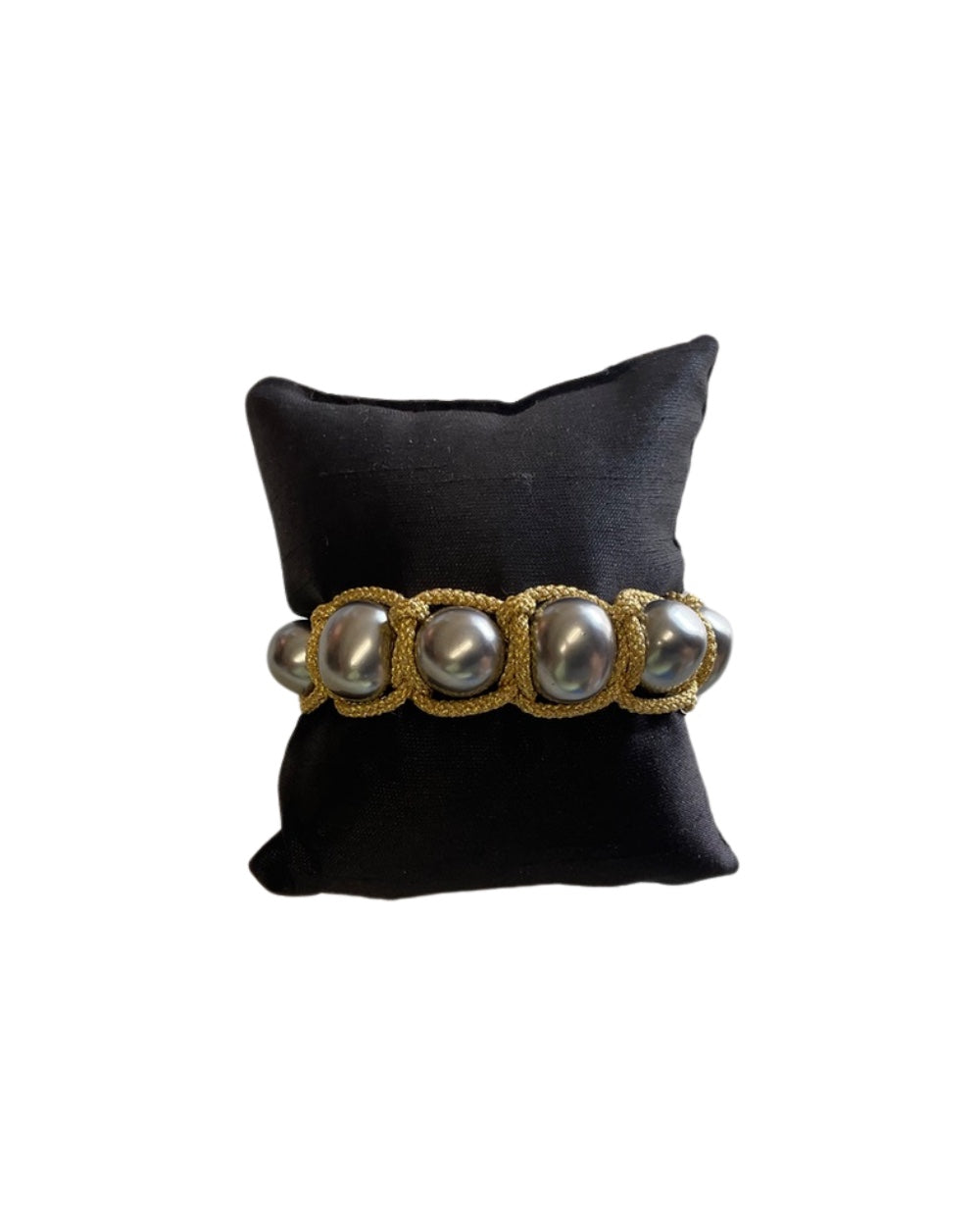 Macrame Knotted cord Bracelet-mac-pb-g14 : Dark Grey Pearl/