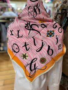 Alphabet 100% Silk Scarf