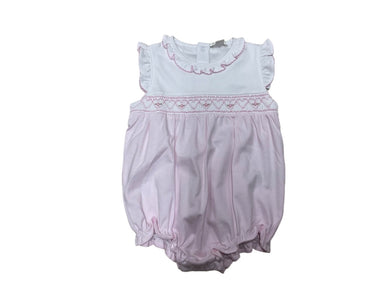 Kissy Kissy Bubble Pink/White Smocking-12-18M