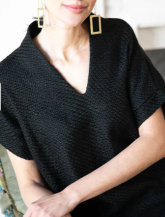 Kimono Top - black crepe : one size