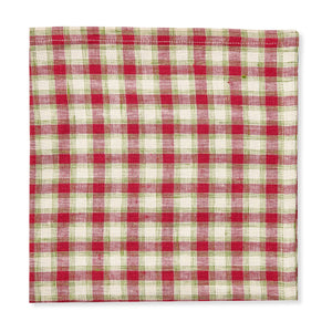 (Set 4)London Check Napkin Holiday Red