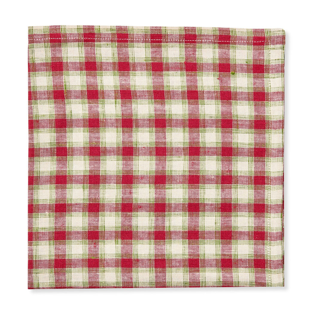 (Set 4)London Check Napkin Holiday Red