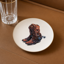 Amarillo Western Boot Pattern Bone China Round Salad Plate