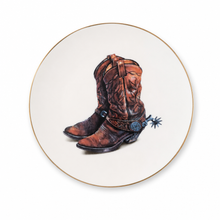 Amarillo Western Boot Pattern Bone China Round Salad Plate