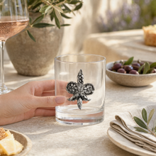 Fleur de Lys Double Old Fashion Bar Glass