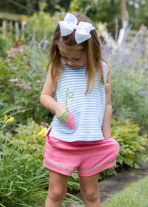 Stripe Knit Short Set with Strawberry Pocket