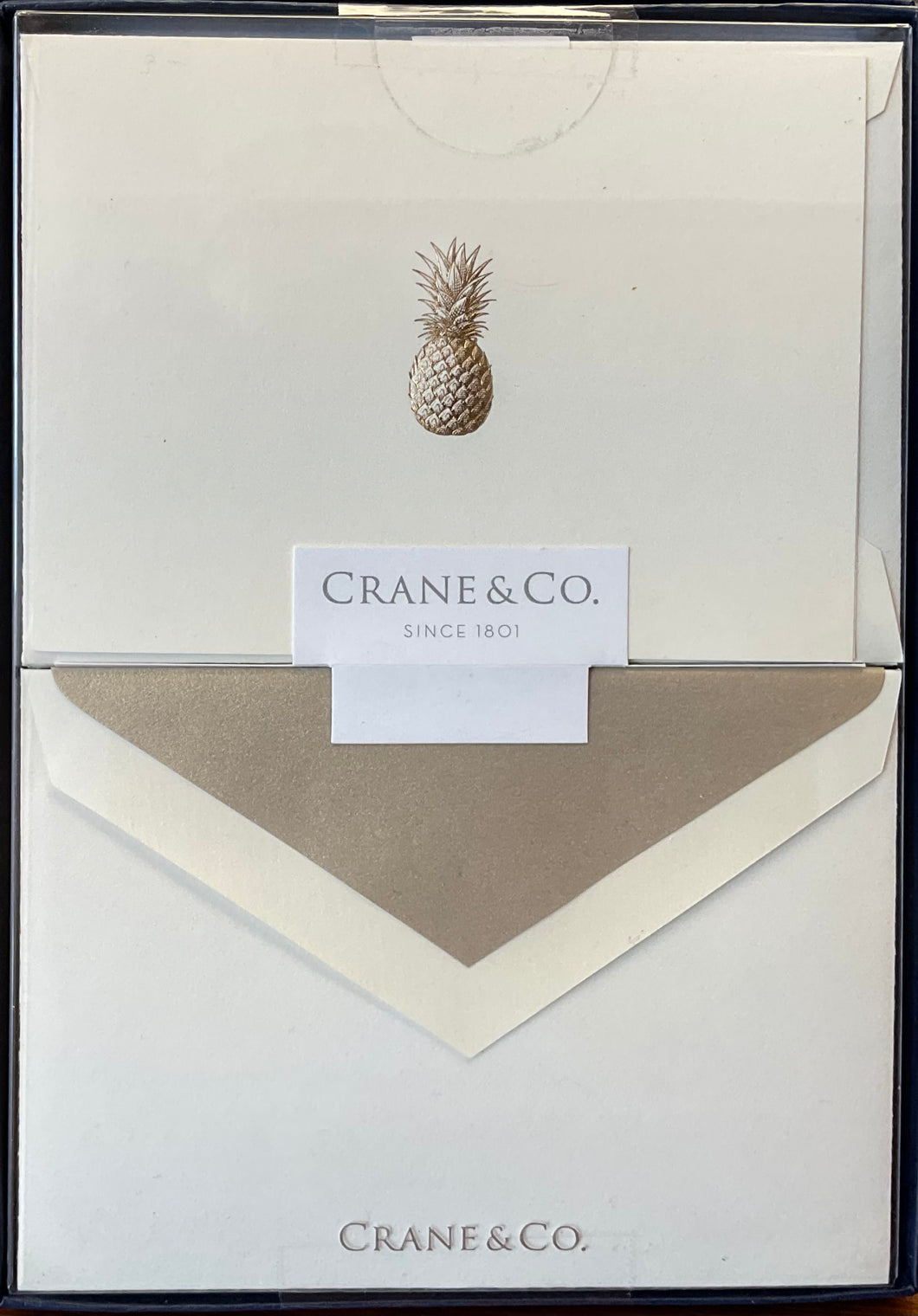 Hand Engraved Pineapple Notes on Ecru Kid Finish Paper