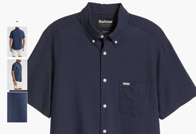 Longhall Seersucker Performance Short Sleeve Button-Down Shirt
