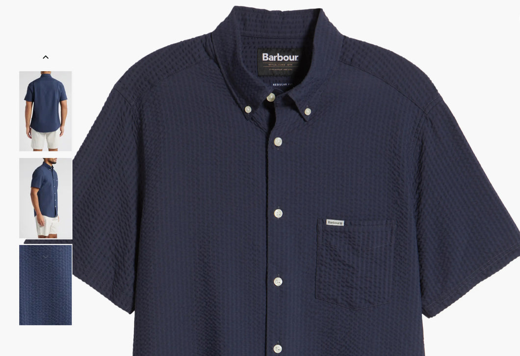 Longhall Seersucker Performance Short Sleeve Button-Down Shirt