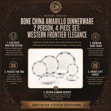 Bone China Amarillo Dinnerware 2 Person, 4 piece Set