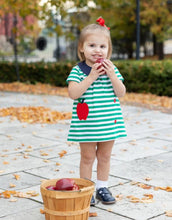 Stripe Knit Waist Dress With Apples