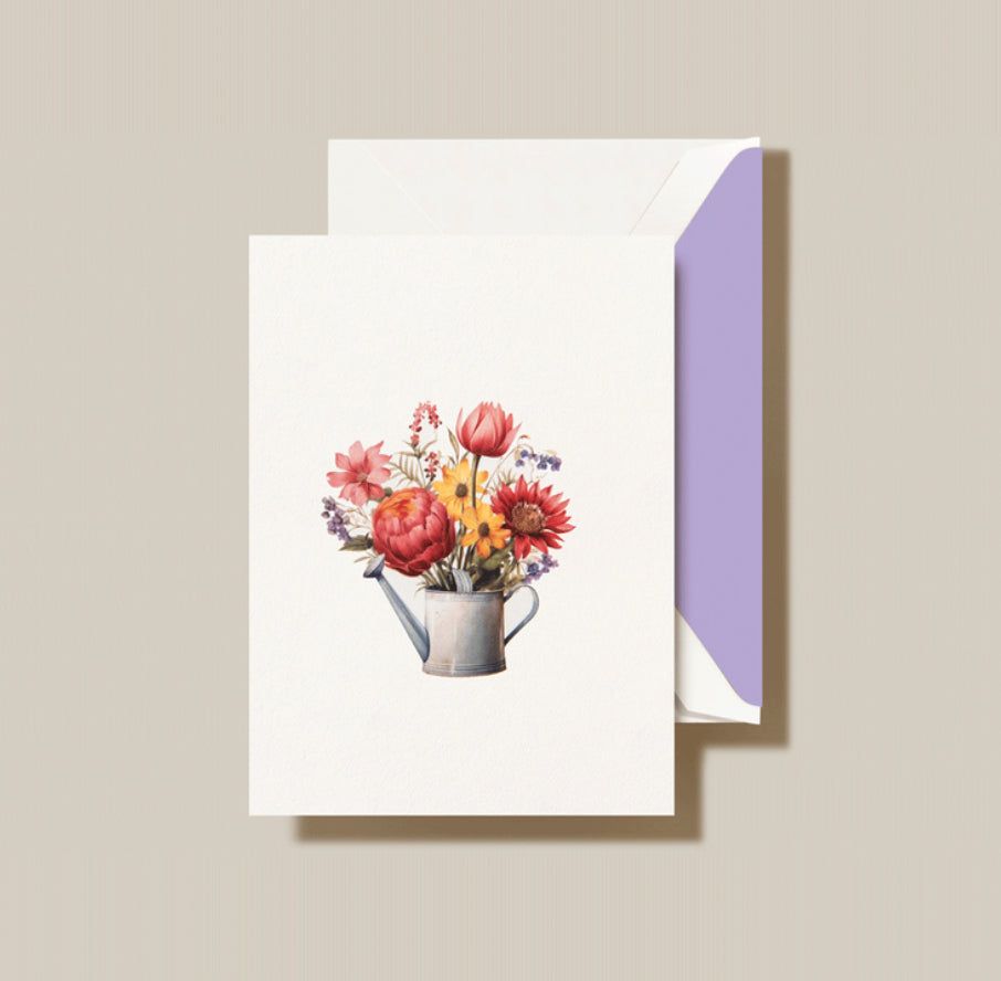 WATERING CAN NOTE Pearl White Kid Finish