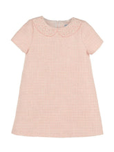 Embroidery Collar Tweed Dress-Pink