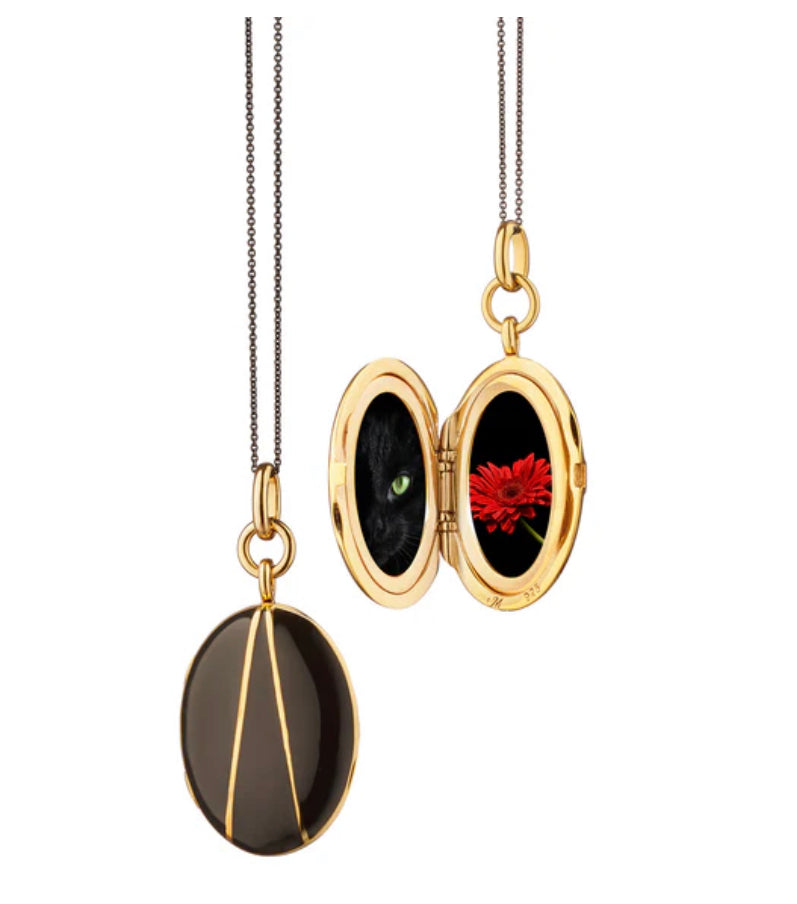 black enamel locket with gold-VL-2005-blac