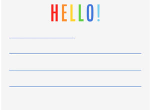 Set of 10 "HELLO" FLATE CARD Rainbow