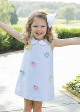 Stripe Birdseye Pique Dress with Petal Collar and Flowers