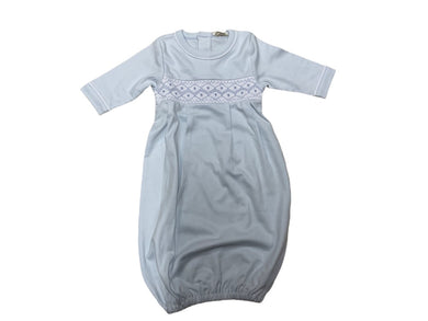 Kissy Kissy Blue W/White Smocked Conv Gown-NB