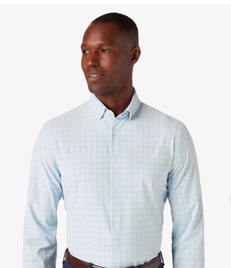 Leeward LS Dress Sky Clayton Plaid 1WS-1558