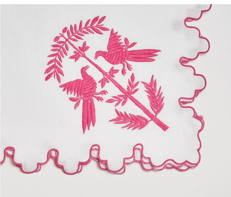 Pink Otomi Bird Napkins-INDIVIDUAL NAPKIN 22