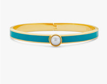 Skinny Cabochon Pearl & Gold Bangle