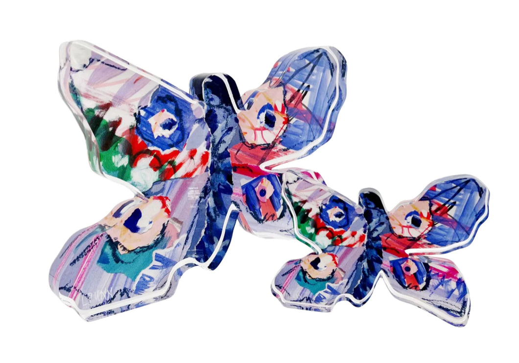Blue and Pink Acrylic Butterfly Block