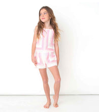 Tonal Crochet top and short set Pink Strip