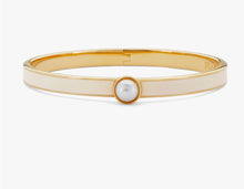 Skinny Cabochon Pearl & Gold Bangle