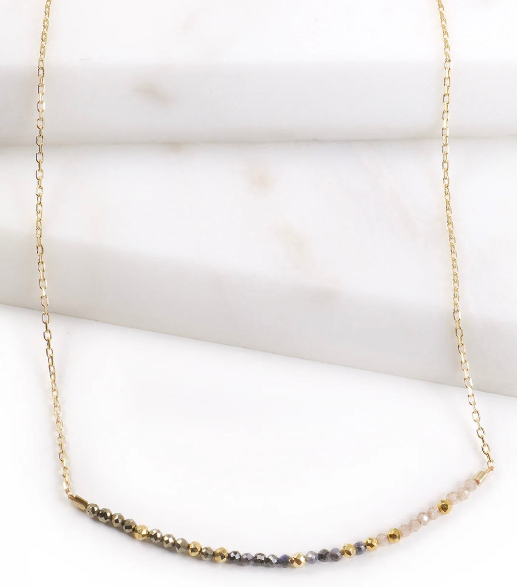 BAR NECKLACE SAPPHIRE ZIRCON-N82-7855SA : 14-16