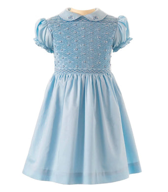 ROSE SMOCKED DRESS-rrhcgr113bl : 3Y,5Y